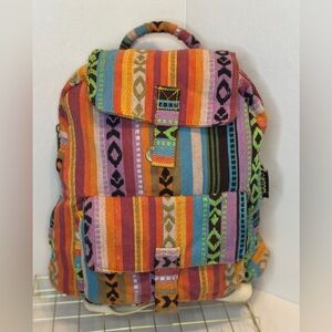 Sun And Sand CATORI Woven Bohemian Canvas Backpack Brightly Colored Design